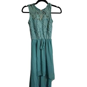 Elegant Teal Lace High Low Dress